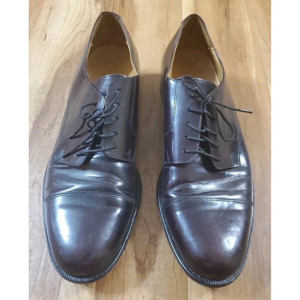 Mens 12 D Cole Haan Caldwell Oxfords Dark Burgundy Leather Dress Shoes 019440